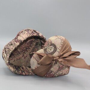 Fabric covered heart Jewelry Trinket Box